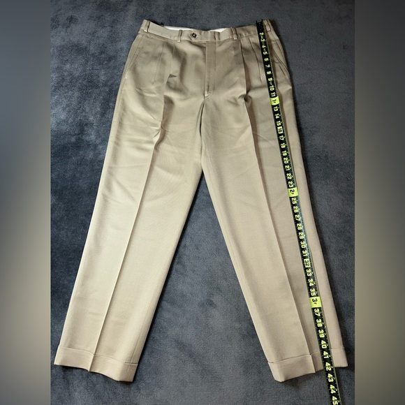 Nordstrom JB Britches Size 36W Khaki Pleated Front Business Wedding Dress Pants - Picture 3 of 11